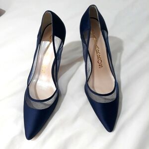 New Caparros Heels Satin Blue Mesh Shoes Size 10B New without Box